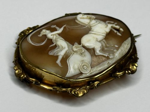 ROMAN GODDESS AURORA IN HER CHARIOT GEORGIAN SHELL CAMEO BROOCH C1820 - ADDITIONAL PHOTO 19