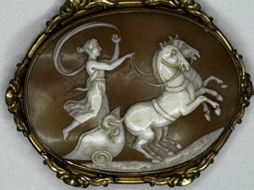 ROMAN GODDESS AURORA IN HER CHARIOT GEORGIAN SHELL CAMEO BROOCH C1820 - ADDITIONAL PHOTO 20