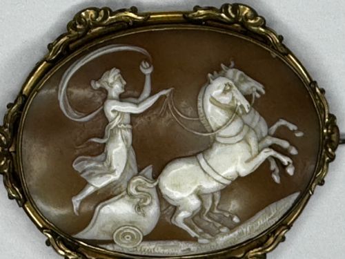 ROMAN GODDESS AURORA IN HER CHARIOT GEORGIAN SHELL CAMEO BROOCH C1820 - ADDITIONAL PHOTO 21