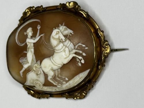 ROMAN GODDESS AURORA IN HER CHARIOT GEORGIAN SHELL CAMEO BROOCH C1820 - ADDITIONAL PHOTO 23