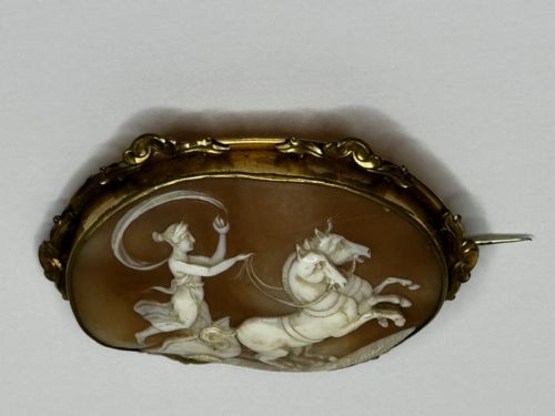 ROMAN GODDESS AURORA IN HER CHARIOT GEORGIAN SHELL CAMEO BROOCH C1820 - ADDITIONAL PHOTO 25