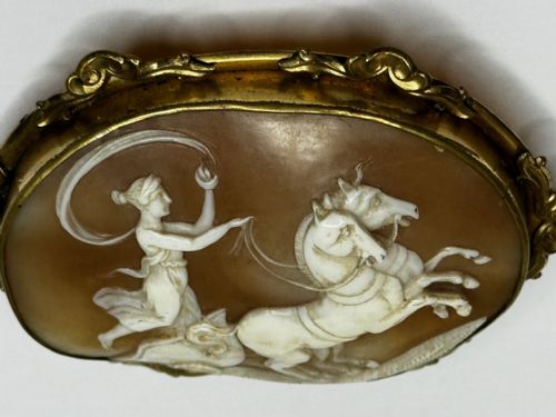 ROMAN GODDESS AURORA IN HER CHARIOT GEORGIAN SHELL CAMEO BROOCH C1820 - ADDITIONAL PHOTO 26