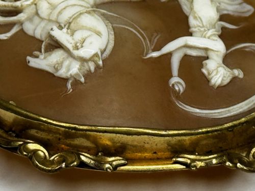 ROMAN GODDESS AURORA IN HER CHARIOT GEORGIAN SHELL CAMEO BROOCH C1820 - ADDITIONAL PHOTO 27
