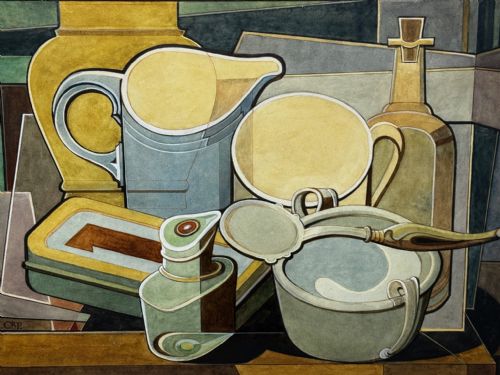 CUBISM PAINTING DOMESTIC KITCHEN GEOMETRY EDWARD CARTER PRESTON - ADDITIONAL PHOTO 1