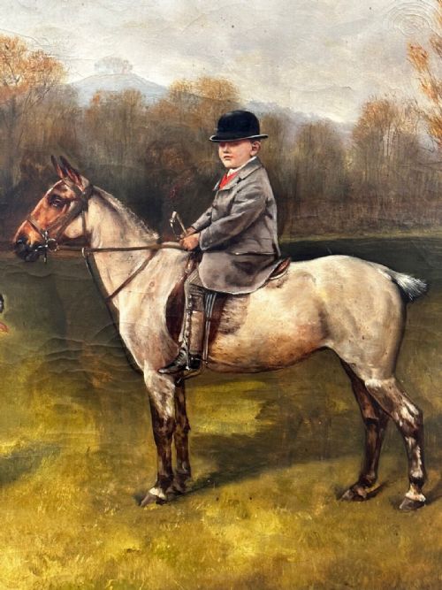 VICTORIAN EQUESTRIAN PORTRAIT YOUNG FRANCIS JAMES FRY ON PONY WITH DOG BY JOHN ALFRED WHEELER - ADDITIONAL PHOTO 2