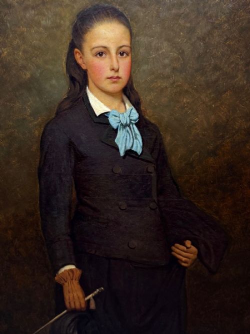 YOUNG EQUESTRIENNE OIL PORTRAIT OF BEATRICE MARY CLIFFORD ATTRIBUTED TO ALEXANDER MACLEAN - ADDITIONAL PHOTO 2