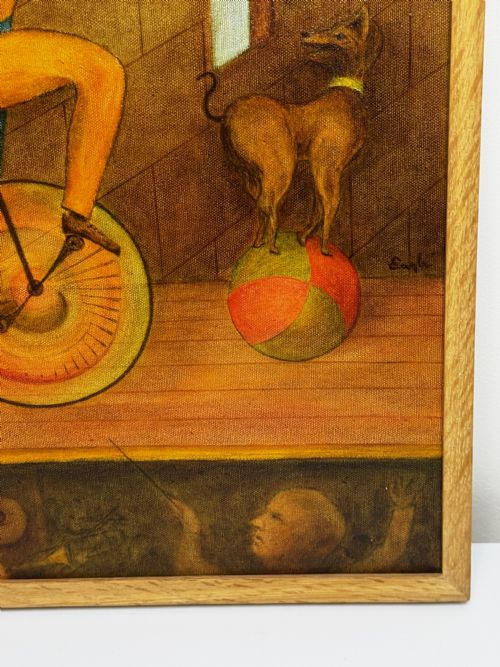 CIRCUS CYCLIST ACT SURREALISM PAINTING - ADDITIONAL PHOTO 3