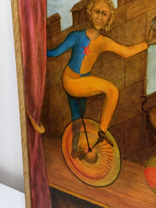 CIRCUS CYCLIST ACT SURREALISM PAINTING - ADDITIONAL PHOTO 11