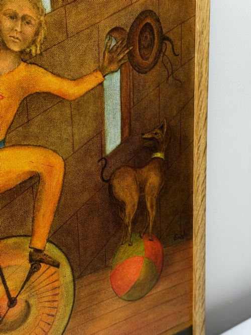 CIRCUS CYCLIST ACT SURREALISM PAINTING - ADDITIONAL PHOTO 12
