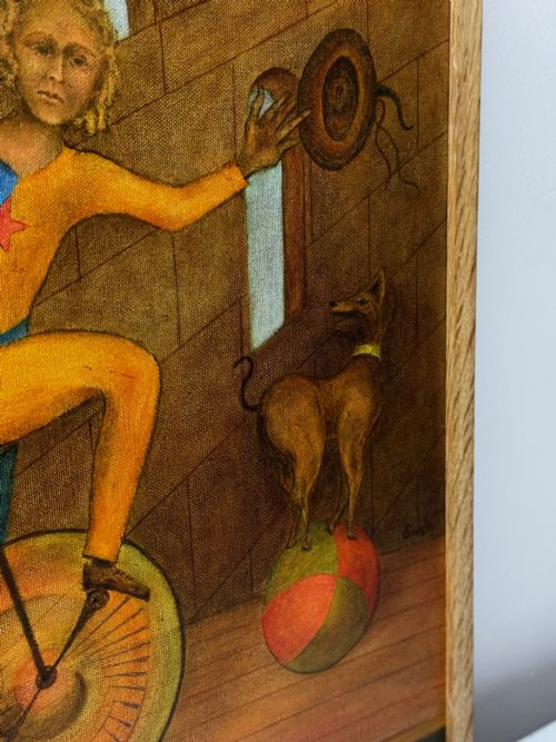 CIRCUS CYCLIST ACT SURREALISM PAINTING - ADDITIONAL PHOTO 13