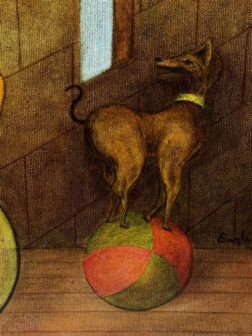 CIRCUS CYCLIST ACT SURREALISM PAINTING - ADDITIONAL PHOTO 15