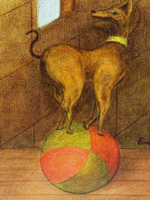 CIRCUS CYCLIST ACT SURREALISM PAINTING - ADDITIONAL PHOTO 16