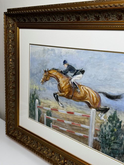PAINTING PAT SMYTHE AND FINALITY WINNER LEADING SHOWJUMPER OF THE YEAR C1949 - ADDITIONAL PHOTO 5