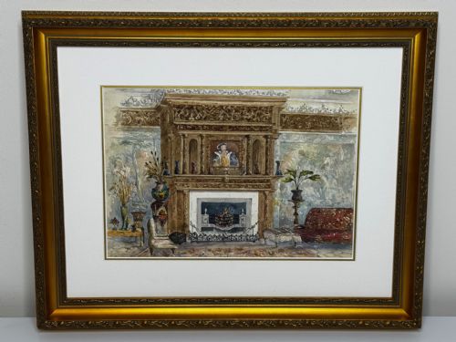 PAINTING THE CHIMNEYPIECE LONG GALLERY WESTWOOD HOUSE C1891 - ADDITIONAL PHOTO 1