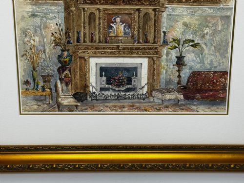 PAINTING THE CHIMNEYPIECE LONG GALLERY WESTWOOD HOUSE C1891 - ADDITIONAL PHOTO 2