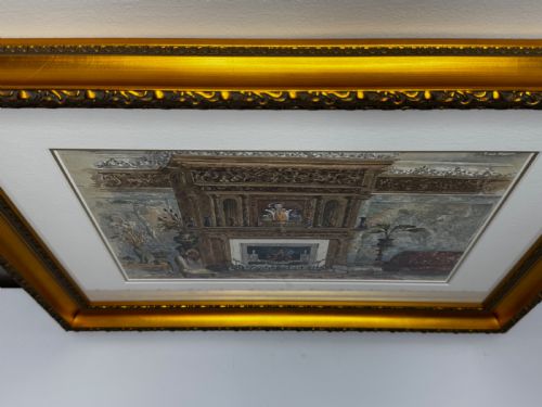 PAINTING THE CHIMNEYPIECE LONG GALLERY WESTWOOD HOUSE C1891 - ADDITIONAL PHOTO 3