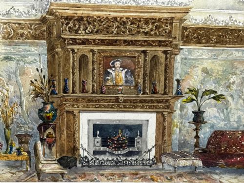 PAINTING THE CHIMNEYPIECE LONG GALLERY WESTWOOD HOUSE C1891 - ADDITIONAL PHOTO 4