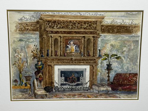 PAINTING THE CHIMNEYPIECE LONG GALLERY WESTWOOD HOUSE C1891 - ADDITIONAL PHOTO 5