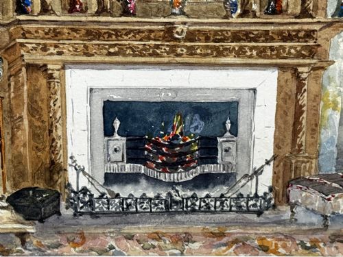 PAINTING THE CHIMNEYPIECE LONG GALLERY WESTWOOD HOUSE C1891 - ADDITIONAL PHOTO 7