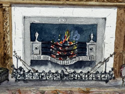 PAINTING THE CHIMNEYPIECE LONG GALLERY WESTWOOD HOUSE C1891 - ADDITIONAL PHOTO 8