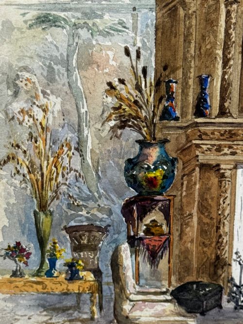 PAINTING THE CHIMNEYPIECE LONG GALLERY WESTWOOD HOUSE C1891 - ADDITIONAL PHOTO 9