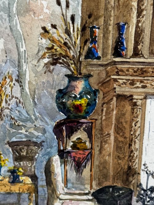 PAINTING THE CHIMNEYPIECE LONG GALLERY WESTWOOD HOUSE C1891 - ADDITIONAL PHOTO 10
