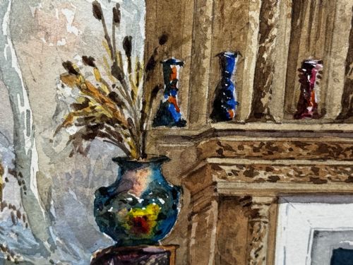 PAINTING THE CHIMNEYPIECE LONG GALLERY WESTWOOD HOUSE C1891 - ADDITIONAL PHOTO 11