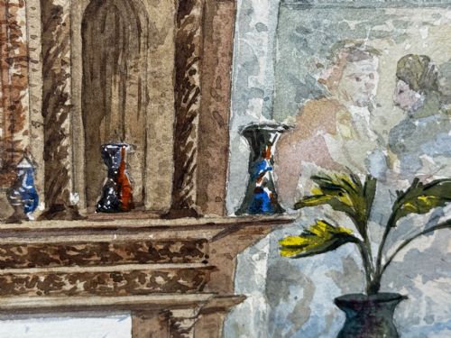 PAINTING THE CHIMNEYPIECE LONG GALLERY WESTWOOD HOUSE C1891 - ADDITIONAL PHOTO 13