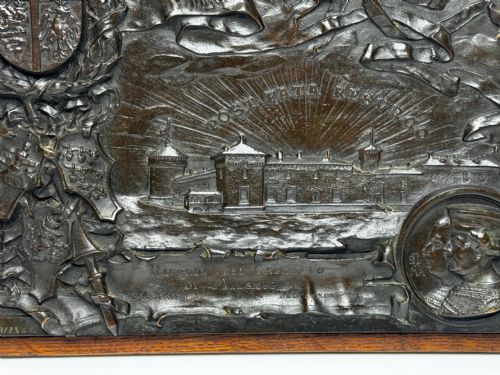 MILAN C1891 BRONZE RELIEF OF CASTELLO SFORZESCO WITH SFORZAVISCONTI ARMS - ADDITIONAL PHOTO 1