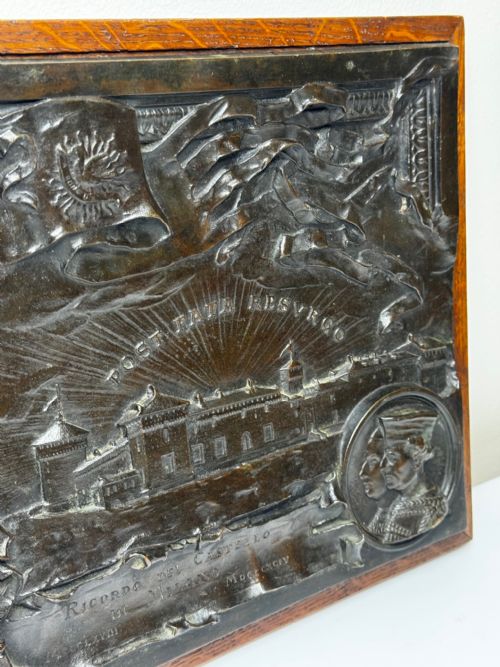 MILAN C1891 BRONZE RELIEF OF CASTELLO SFORZESCO WITH SFORZAVISCONTI ARMS - ADDITIONAL PHOTO 3