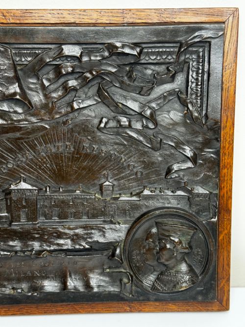 MILAN C1891 BRONZE RELIEF OF CASTELLO SFORZESCO WITH SFORZAVISCONTI ARMS - ADDITIONAL PHOTO 9