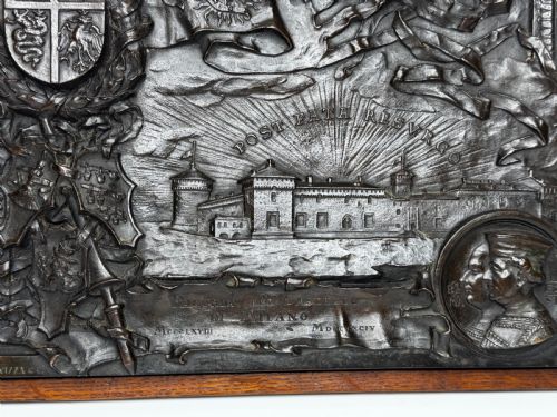 MILAN C1891 BRONZE RELIEF OF CASTELLO SFORZESCO WITH SFORZAVISCONTI ARMS - ADDITIONAL PHOTO 14
