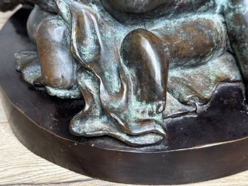 CLASSICAL GRAND TOUR FRENCH BRONZE GROUP CALL OF THE TRITON CONCHSEA PUTTI AFTER CLODION C1820 - ADDITIONAL PHOTO 4