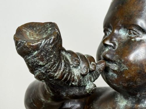 CLASSICAL GRAND TOUR FRENCH BRONZE GROUP CALL OF THE TRITON CONCHSEA PUTTI AFTER CLODION C1820 - ADDITIONAL PHOTO 12
