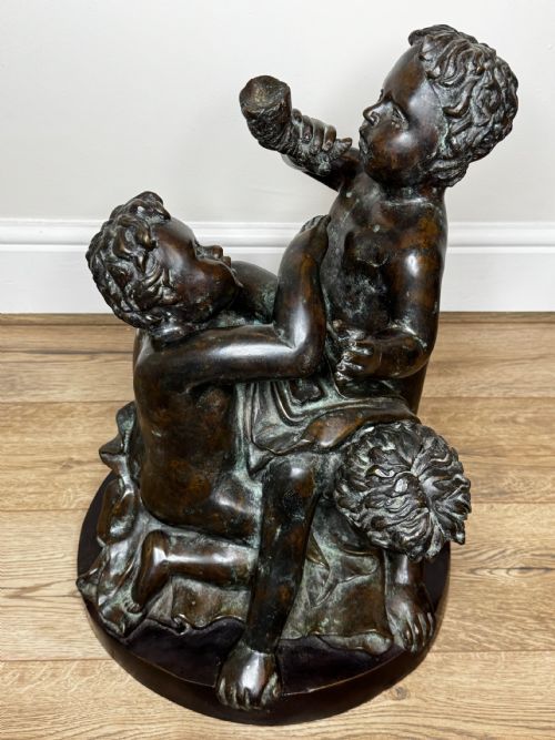 CLASSICAL GRAND TOUR FRENCH BRONZE GROUP CALL OF THE TRITON CONCHSEA PUTTI AFTER CLODION C1820 - ADDITIONAL PHOTO 18