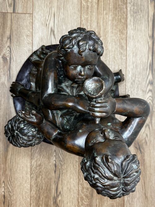 CLASSICAL GRAND TOUR FRENCH BRONZE GROUP CALL OF THE TRITON CONCHSEA PUTTI AFTER CLODION C1820 - ADDITIONAL PHOTO 20