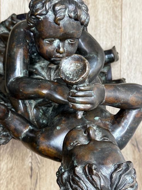 CLASSICAL GRAND TOUR FRENCH BRONZE GROUP CALL OF THE TRITON CONCHSEA PUTTI AFTER CLODION C1820 - ADDITIONAL PHOTO 22