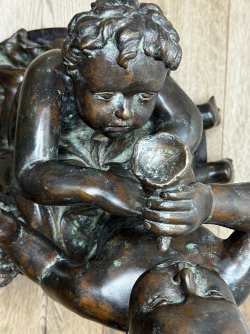 CLASSICAL GRAND TOUR FRENCH BRONZE GROUP CALL OF THE TRITON CONCHSEA PUTTI AFTER CLODION C1820 - ADDITIONAL PHOTO 23