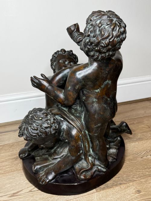CLASSICAL GRAND TOUR FRENCH BRONZE GROUP CALL OF THE TRITON CONCHSEA PUTTI AFTER CLODION C1820 - ADDITIONAL PHOTO 27