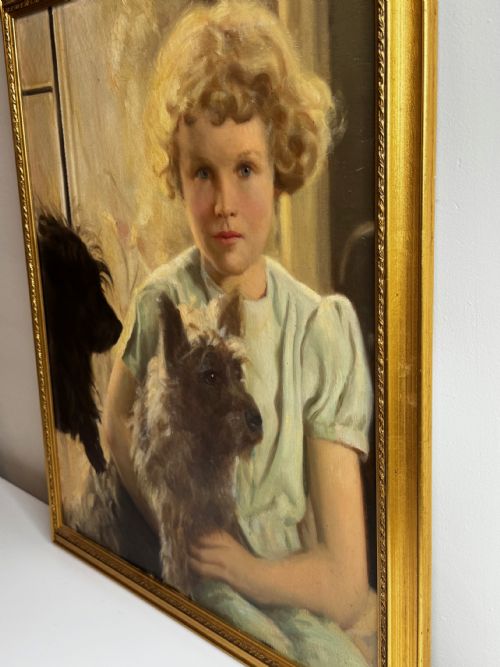 OIL PORTRAIT OF MARY WITH CAIRN TERRIERS C1940 - ADDITIONAL PHOTO 11