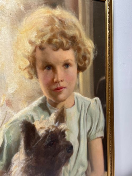 OIL PORTRAIT OF MARY WITH CAIRN TERRIERS C1940 - ADDITIONAL PHOTO 12