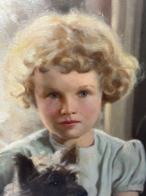 OIL PORTRAIT OF MARY WITH CAIRN TERRIERS C1940 - ADDITIONAL PHOTO 20