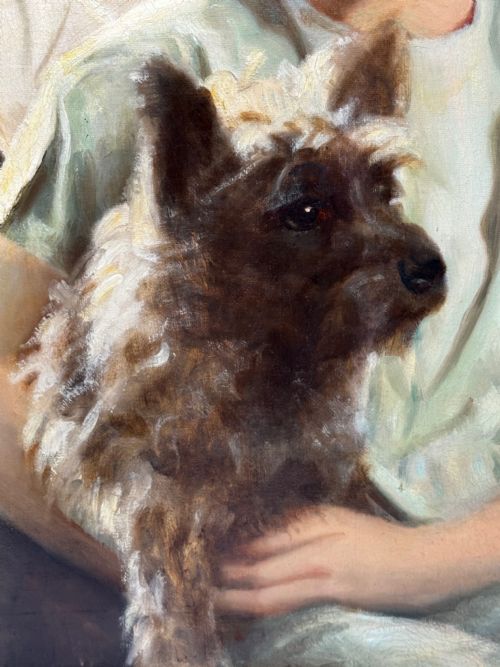 OIL PORTRAIT OF MARY WITH CAIRN TERRIERS C1940 - ADDITIONAL PHOTO 27
