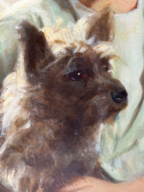 OIL PORTRAIT OF MARY WITH CAIRN TERRIERS C1940 - ADDITIONAL PHOTO 28