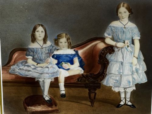 PAINTING LOUISA COOKES THREE DAUGHTERS C1833CIRCLE OF WILLIAM EGLEY 17981870 ENGLISH SCHOOL - ADDITIONAL PHOTO 5