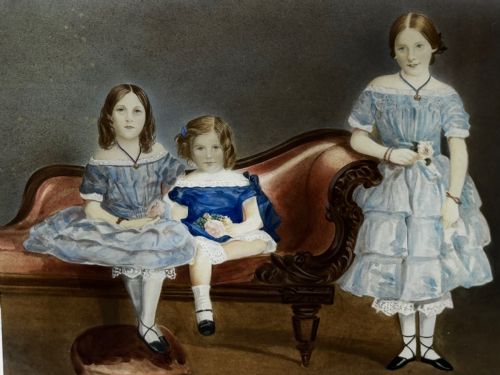 PAINTING LOUISA COOKES THREE DAUGHTERS C1833CIRCLE OF WILLIAM EGLEY 17981870 ENGLISH SCHOOL - ADDITIONAL PHOTO 6