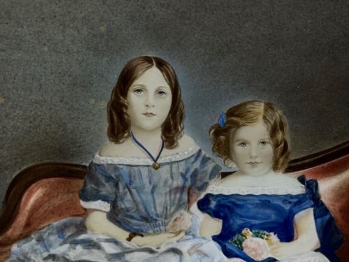 PAINTING LOUISA COOKES THREE DAUGHTERS C1833CIRCLE OF WILLIAM EGLEY 17981870 ENGLISH SCHOOL - ADDITIONAL PHOTO 14
