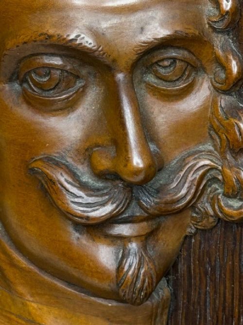 GOTHIC REVIVAL OAK FRUITWOOD PORTRAIT PLAQUE OF COLONEL SIR EDWARD MASSEY - ADDITIONAL PHOTO 11