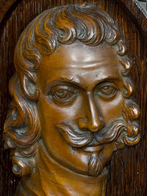 GOTHIC REVIVAL OAK FRUITWOOD PORTRAIT PLAQUE OF COLONEL SIR EDWARD MASSEY - ADDITIONAL PHOTO 19