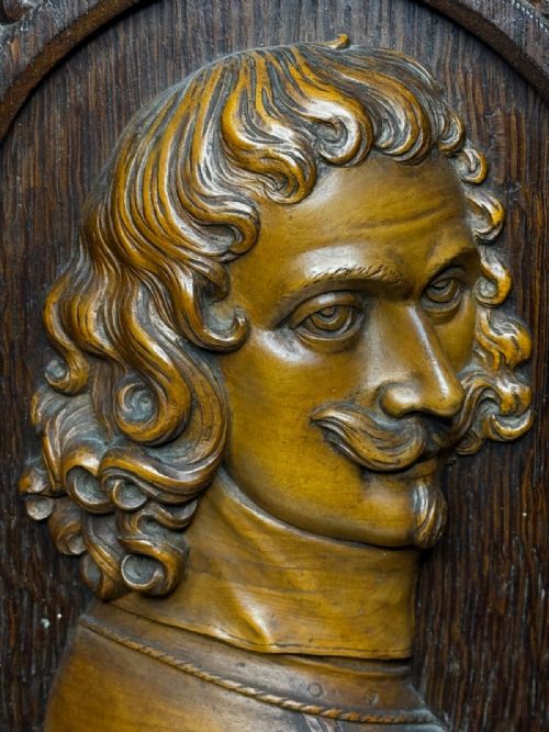 GOTHIC REVIVAL OAK FRUITWOOD PORTRAIT PLAQUE OF COLONEL SIR EDWARD MASSEY - ADDITIONAL PHOTO 29